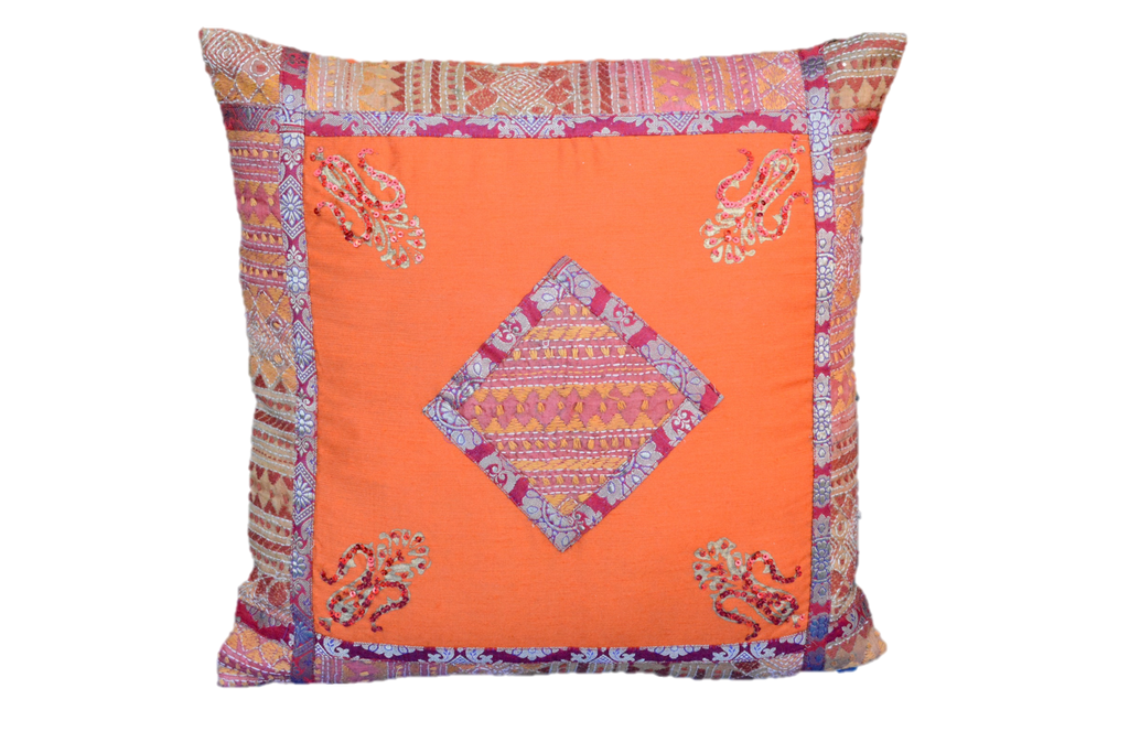 Embroidered Recycled Vintage Pillow Case