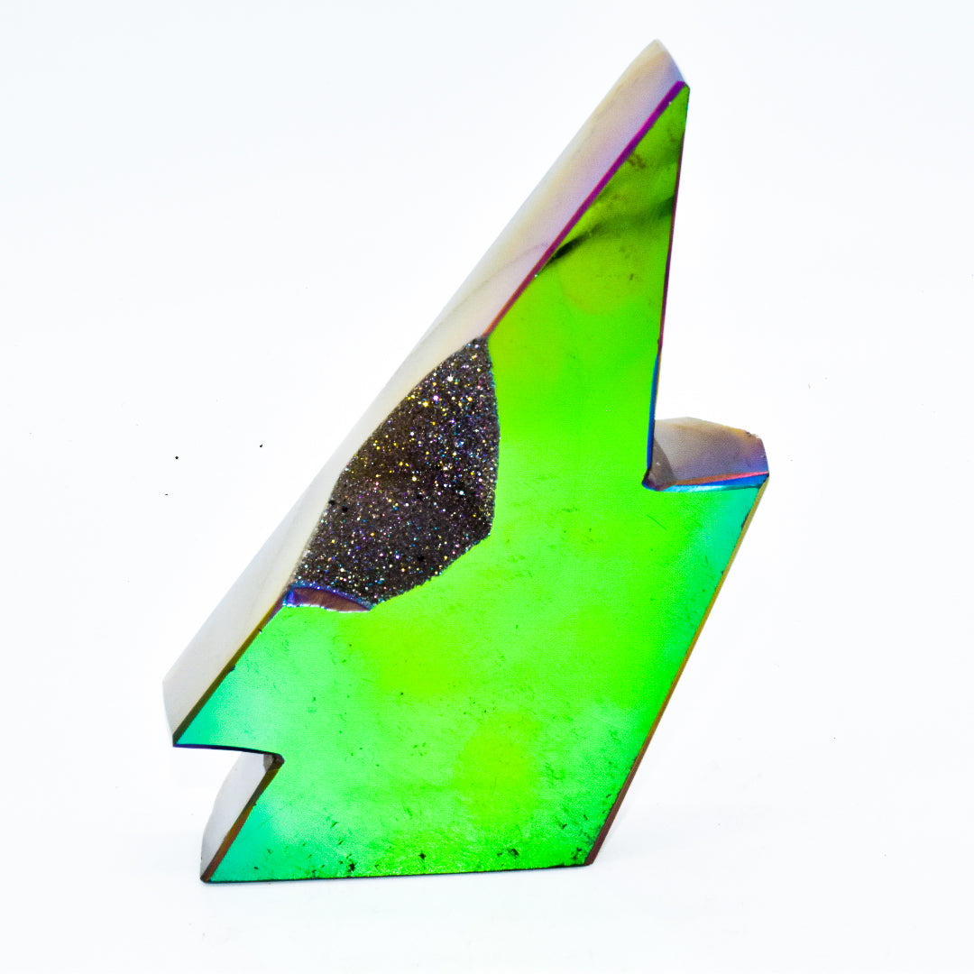 Neon Green Agate Druzy Lightning Bolt!