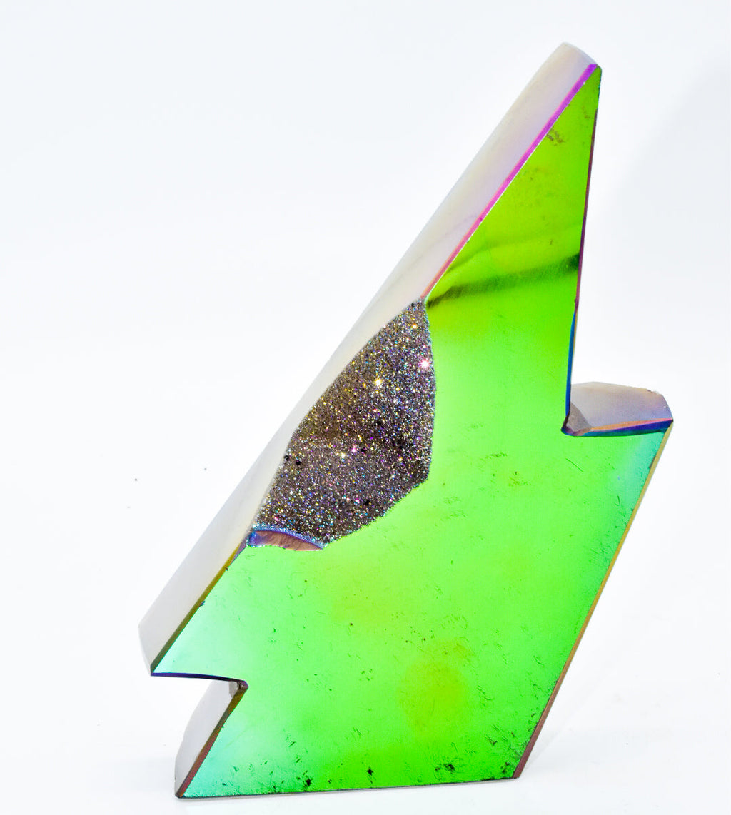 Neon Green Agate Druzy Lightning Bolt!