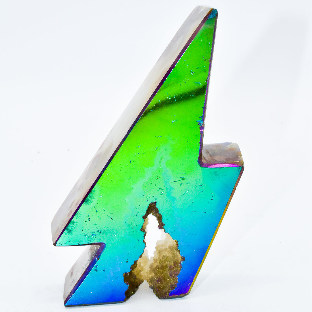 Neon Green Agate Druzy Lightning Bolt!