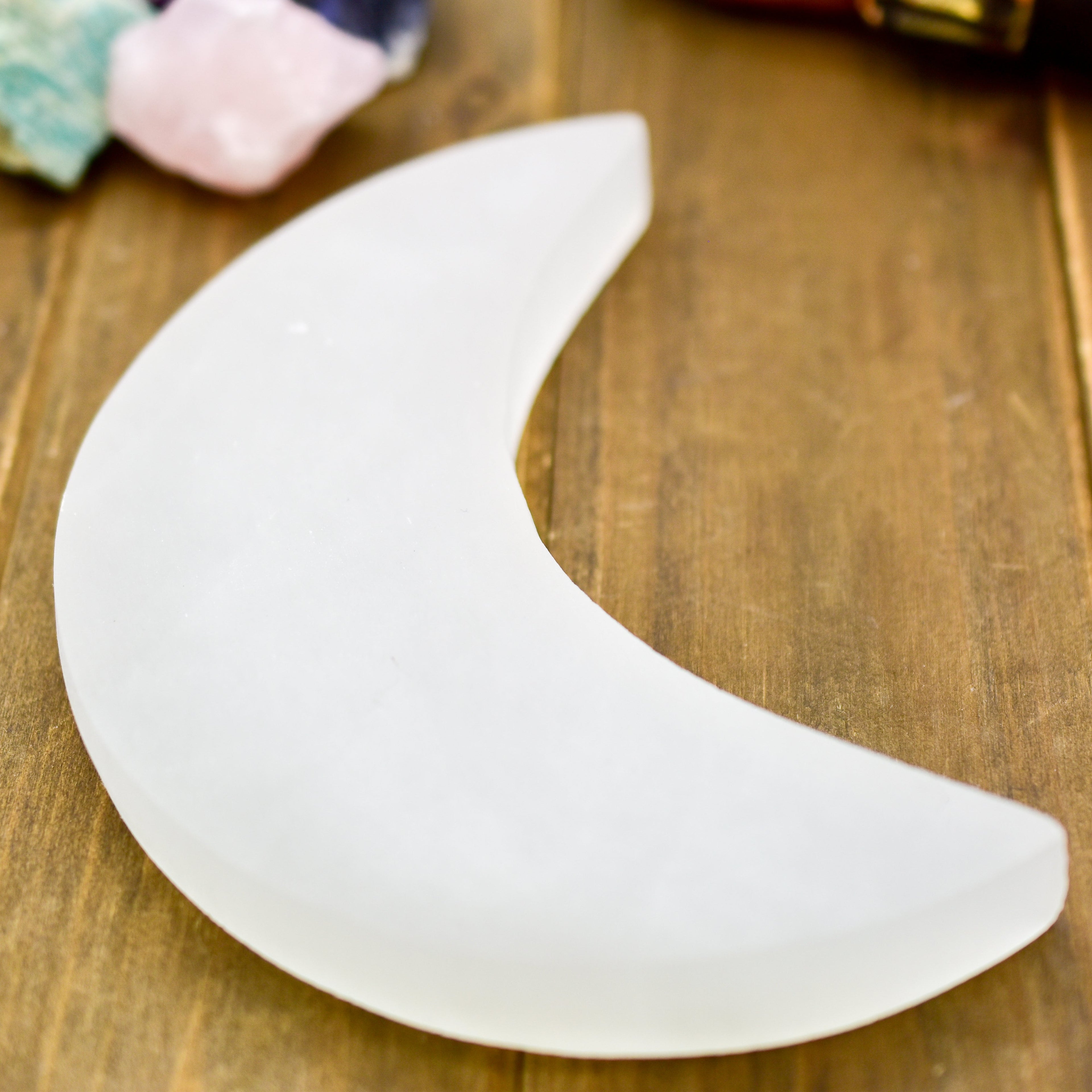 Crescent Moon Selenite Charging Plate