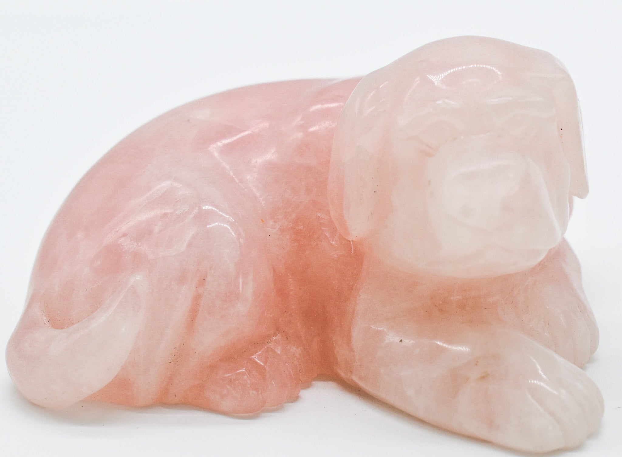 Rose Quartz Dog Carving