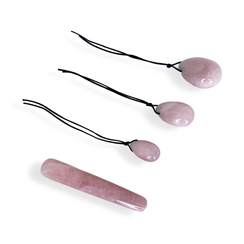 HARMONIA- The Enlightenment and Healing Rose Quartz Egg Set and Clear Quartz Yoni Eggs
