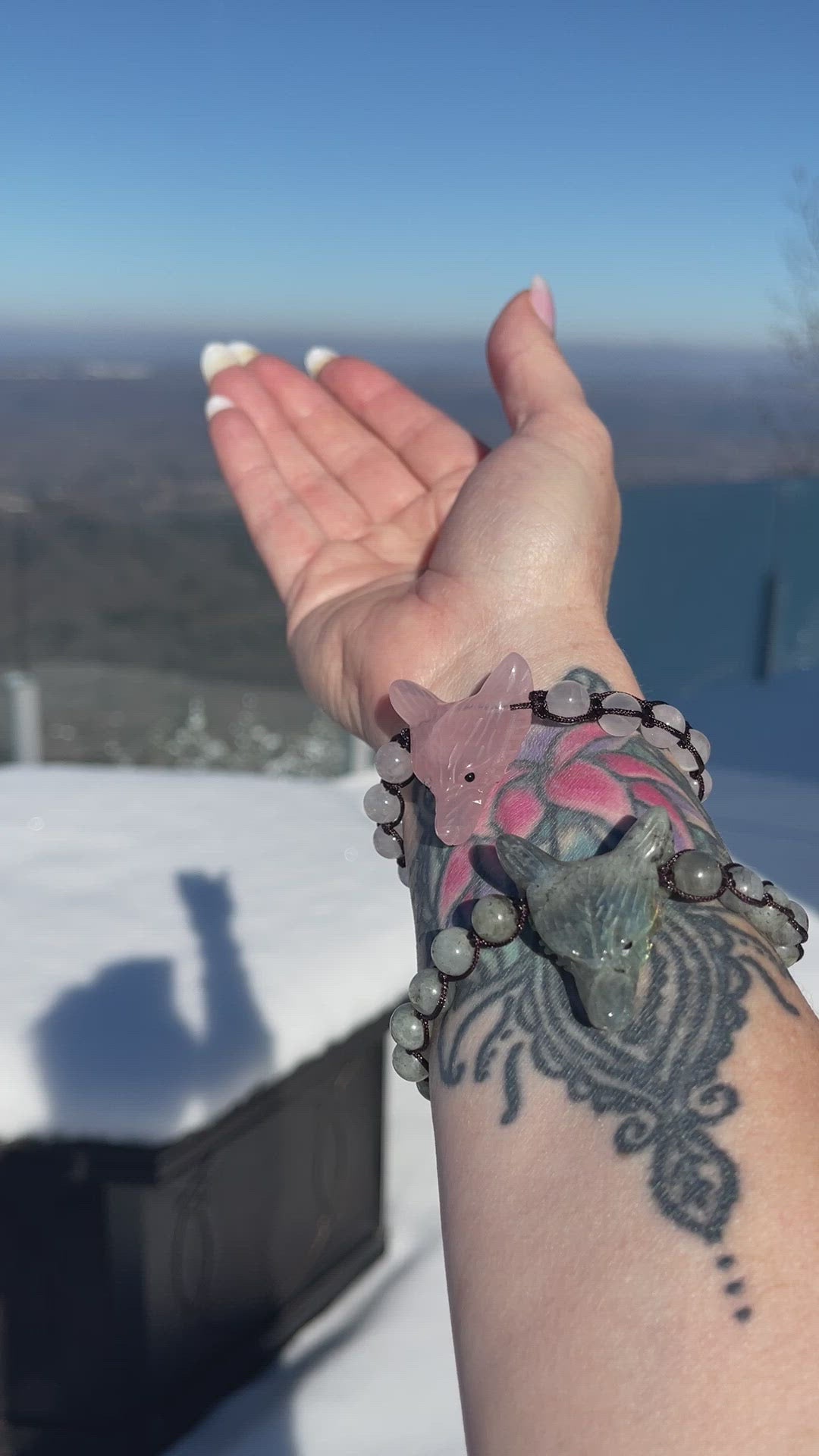 Wolf Spirit Animal Gemstone woven bracelet