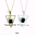 Black Tourmaline and Quartz with 14K gold plated or Silver Metal Pendant Necklace